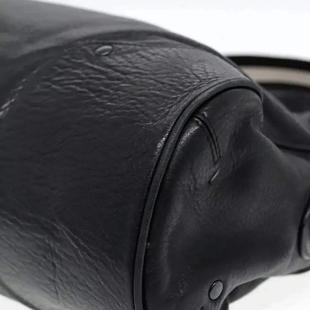 BALLY Black Leather Trainspotting Work Bag Black Striped Adjust Shoulder Strap